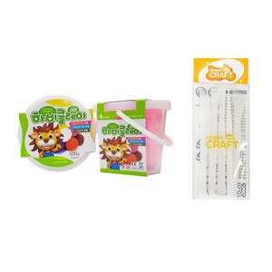 하비클레이 500g x 2p + 점토 도구 5종 세트, 형광핑크(클레이), 1개