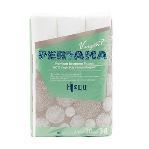 뻬르따마 3겹 천연펄프 두루마리 화장지, 27m, 30개입, 1개
