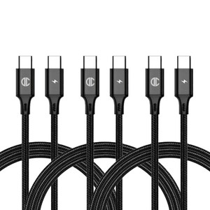 디씨네트워크 페브릭 C to C PD 고속 충전케이블 60W 3p, 3m, BLACK, 3개