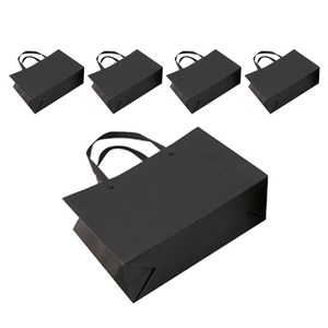 더깔끔 크라프트 무지 종이쇼핑백, 블랙, 5개