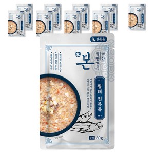 인터펫코리아 강아지 본 영양간식 죽, 혼합맛(황태/전복), 80g, 10개