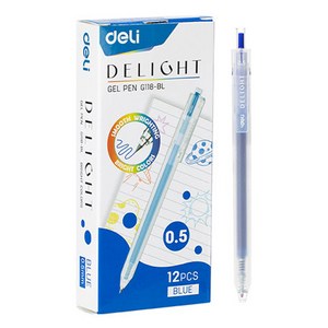 델리 델라이트 퀵드라이 노크식 젤잉크펜 0.5mm EG118, 블루, 12개