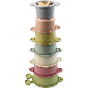 조이키즈 알록달록 다기능 애벌레 컵쌓기 목욕 놀이, 혼합색상, 1개