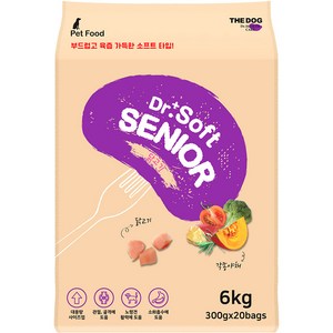 더독 시니어 강아지 닥터소프트 프리미엄 소프트사료, 닭, 6kg, 1개