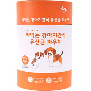 씨엔앨 라이프 짜먹는 강아지 간식 유산균 파우치 2종 세트, 혼합맛(소고기/연어), 900g, 1세트