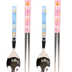릴팡 시나모롤 가벼운 진공 쥬니어 스텐수저 세트, 혼합색상, 숟가락 2p + 젓가락 2p, 1세트