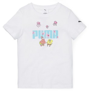 푸마 아동용 스폰지밥 로고 티셔츠_SPONGEBOB LOGO TEE_화이트_67587102