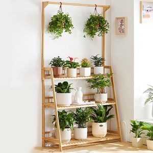 친절한마이쮸 원목 화분거치대 행거형 100cm, 혼합색상, 3단
