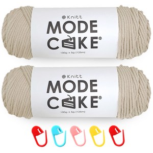 니뜨 모드케이크 뜨개실 100g 2p + 단수링 5p 랜덤발송 세트, 연베이지, 1세트