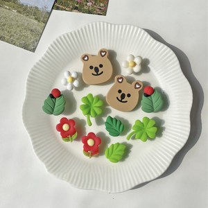밍블밍블 행운의 네잎클로버 빨간꽃 쿼카 만곰이 신발 꾸미기 파츠 세트