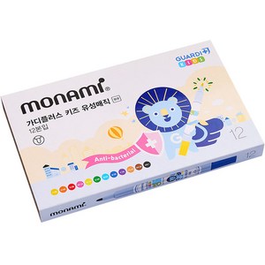 모나미 가디플러스 키즈 유성매직 세트, 혼합색상, 12개
