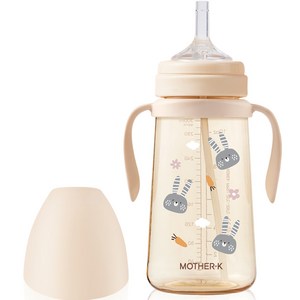 마더케이 유아용 베이직 PPSU 토끼 빨대컵, 300ml, 1개, 크림