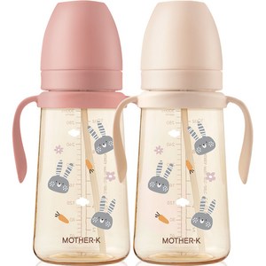마더케이 베이직 PPSU 토끼 빨대컵 2종 세트, 300ml, 1세트, 블라썸 + 크림