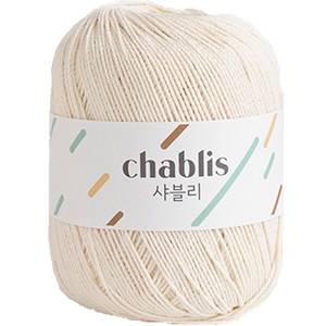yarna 샤블리 면사 뜨개실, 102 화이트크림, 1개
