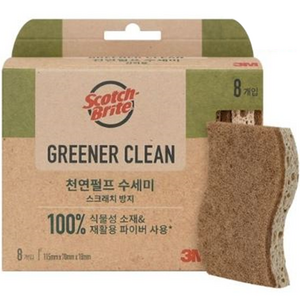 스카치브라이트 그리너클린 펄프 스크래치 방지 수세미, 8개입, 1개