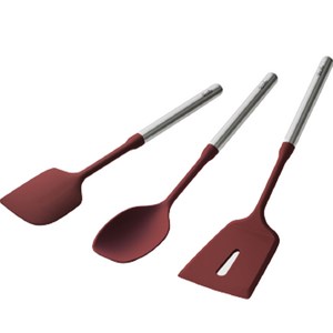 휘슬러 에센 실리콘 조리도구 3종 세트, 뒤집기 + 스푼 + 스파출라, 레드, 1세트