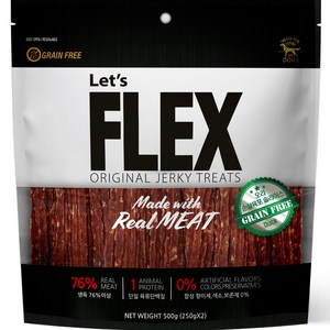 플렉스 강아지 건조 순살 육포 슬라이스 간식, 오리고기, 500g, 1개