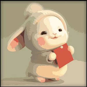 더웨일 DIY 유화 명화그리기 토끼 30 x 30 cm, 빨간 봉투 토끼, 1개