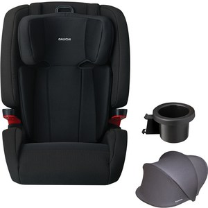 다이치 ISOFIX 브이가드 주니어 리우 카시트 + 선바이저 + 컵 홀더 세트, 블랙