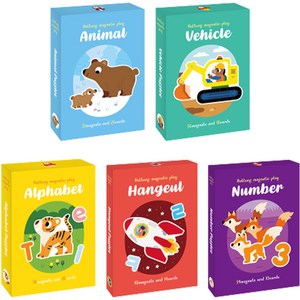 자석놀이 퍼즐 카드 숫자 + 한글 + 알파벳 + 동물 + 탈것 세트, 하뚱