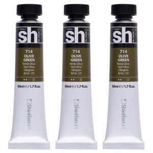 신한화구 sh 유화 튜브 물감 올리브 그린 3개, 50ml, 1색