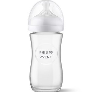 필립스아벤트 아기편한 유리 젖병 + 젖꼭지 3단계 세트, 240ml, 1세트
