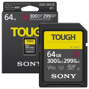 소니 SF G 시리즈 TOUGH UHS ll U3 Class10 SD 메모리카드 SF-G64T, 64GB, 1개