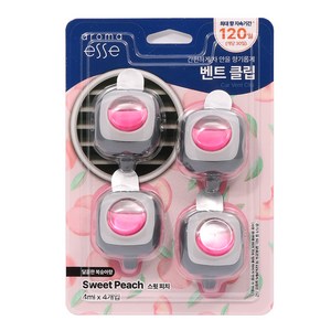 아로마엣세 벤트클립 차량용방향제 4p, 스윗피치, 1개