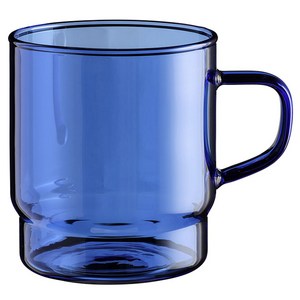 몬즈 스태커블 내열 컬러글라스 머그컵 400ml, 블루, 1개