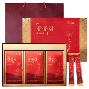 6년근 장홍삼 에브리데이 스틱 30포 선물세트+쇼핑백, 300g, 1세트