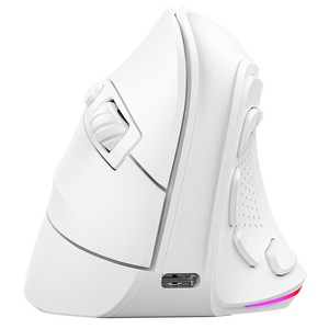 아이노트 LED 충전식 9버튼 무선 블루투스 버티컬 마우스, VM530RB, WHITE