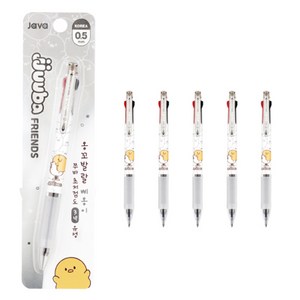 자바펜 쭈바프렌즈 쭈바3볼 초저점도 유성 3색 볼펜 0.5mm, 화이트, 6개