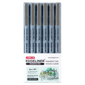 라인플러스 엣지라이너 드로잉펜 6종 세트 0.5mm, 흑색, 1세트