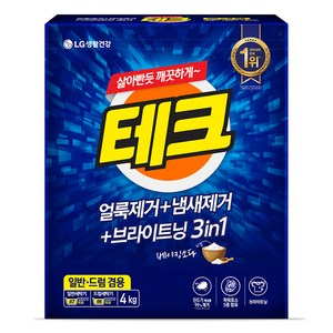 테크 3in1 분말세제 본품, 4kg, 1개입, 1개