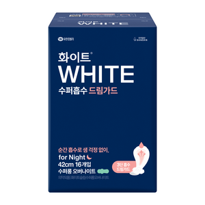 화이트 수퍼흡수 드림가드 생리대 날개형, 슈퍼롱, 16개입, 1개