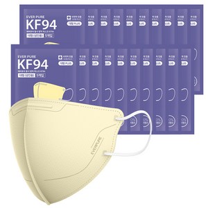 리벤스 에버퓨어 새부리형 황사방역마스크 특대형 KF94, 5개입, 20세트, 베이지