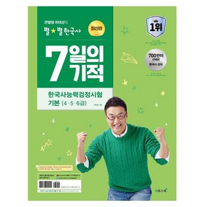 2024 큰별쌤 최태성의 별별한국사 7일의 기적 한국사능력검정시험 기본 (4 5 6급), 이투스북