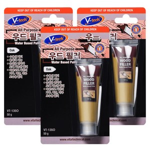 Vtech 우드 필러 오크 50g VT-135O, 3개