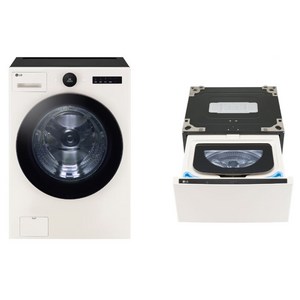 LG전자 트롬 오브제컬렉션 세탁기 + 미니워시 세트 FX25EARX 25kg + 4kg 방문설치, 네이처 베이지