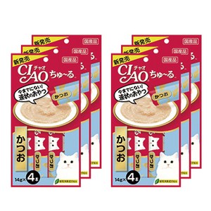 챠오츄르 고양이 짜먹는 간식, 가다랑어, 56g, 6개