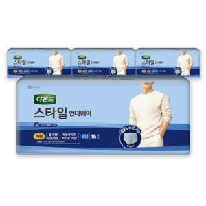 디펜드 남성용 스타일 언더웨어 성인기저귀 파워, 대형, 16개입, 4개