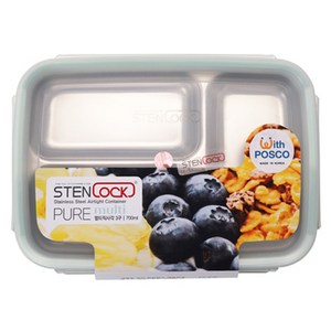 스텐락 퓨어 멀티 3구 밀폐용기 직사각 3호, 1개, 700ml
