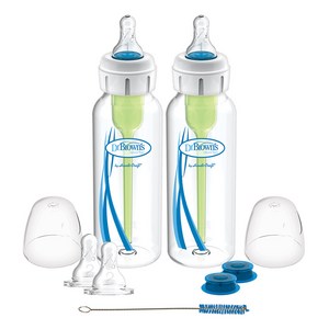 닥터브라운 구순구개열 특수밸브 트윈팩 젖병, 혼합색상, 2개, 250ml