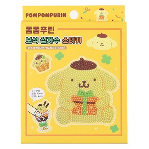 산리오캐릭터즈 보석퍼즐 십자수 폼폼푸린 스티커, 옐로우, 1개
