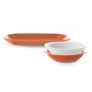 프렐류드 심플레 식기세트 3p, 캐롯(접시, 볼), 마시멜로(볼), 직사각접시 + 타원볼 중 2종, 1세트
