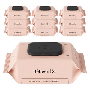 Bebeen 로얄 엠보싱 유아물티슈 캡형, 75g, 70매, 10개