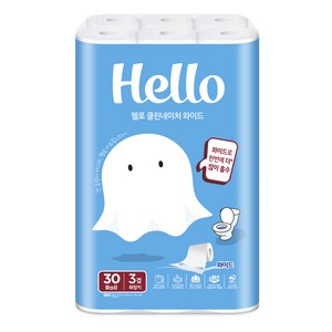 헬로 클린네이처 천연펄프 3겹 와이드 롤화장지 30m, 30개입, 1개