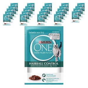 퓨리나원 어덜트 캣 헤어볼 주식파우치, 닭, 70g, 24개