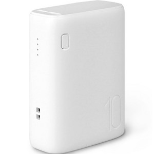 나비 슈퍼미니 파워뱅크 고속 보조배터리 10000mAh, 화이트, NV159-PWB10