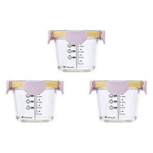 락앤락 리틀럽 디어 밀폐캡 원형 이유식 용기, 260ml, 라벤더, 3개